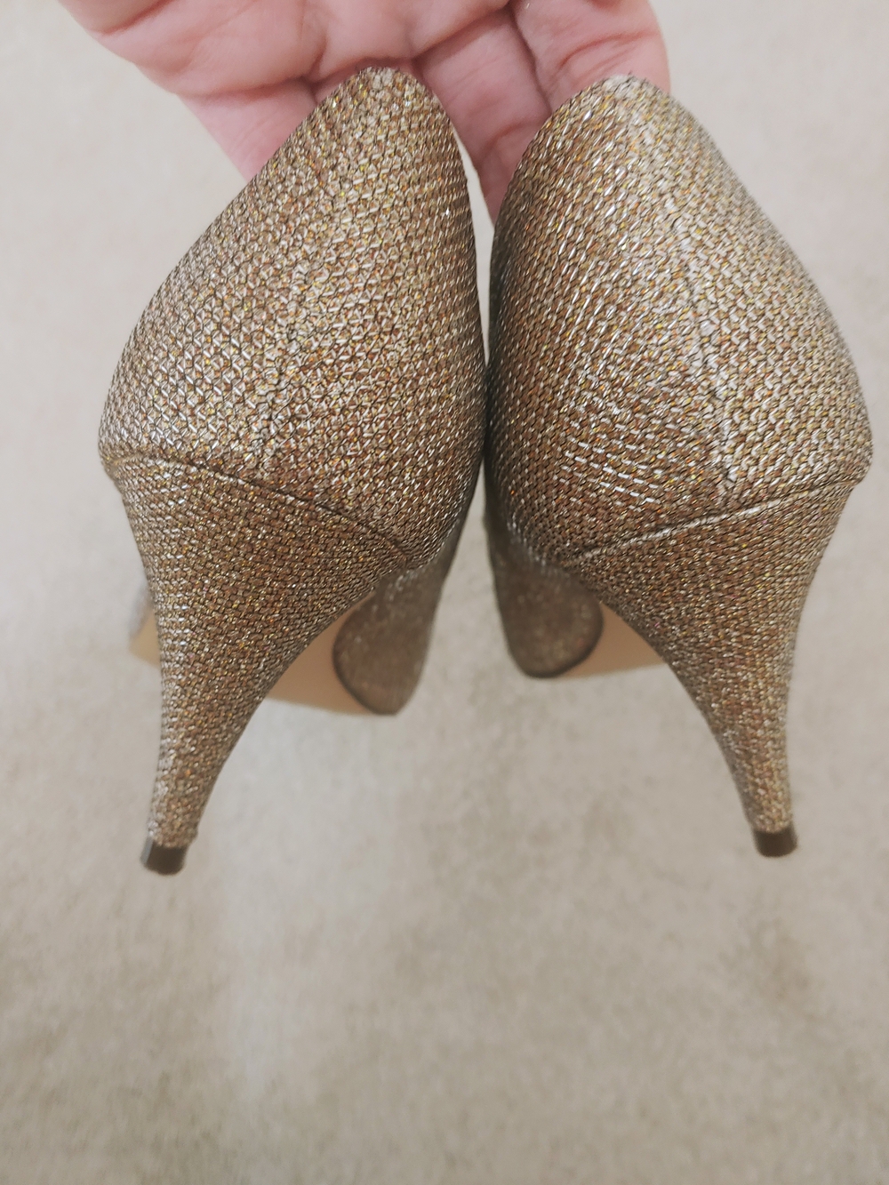Call It Spring Metallic Gold Textured Pointed-Toe Heels - Picture 3 of 4